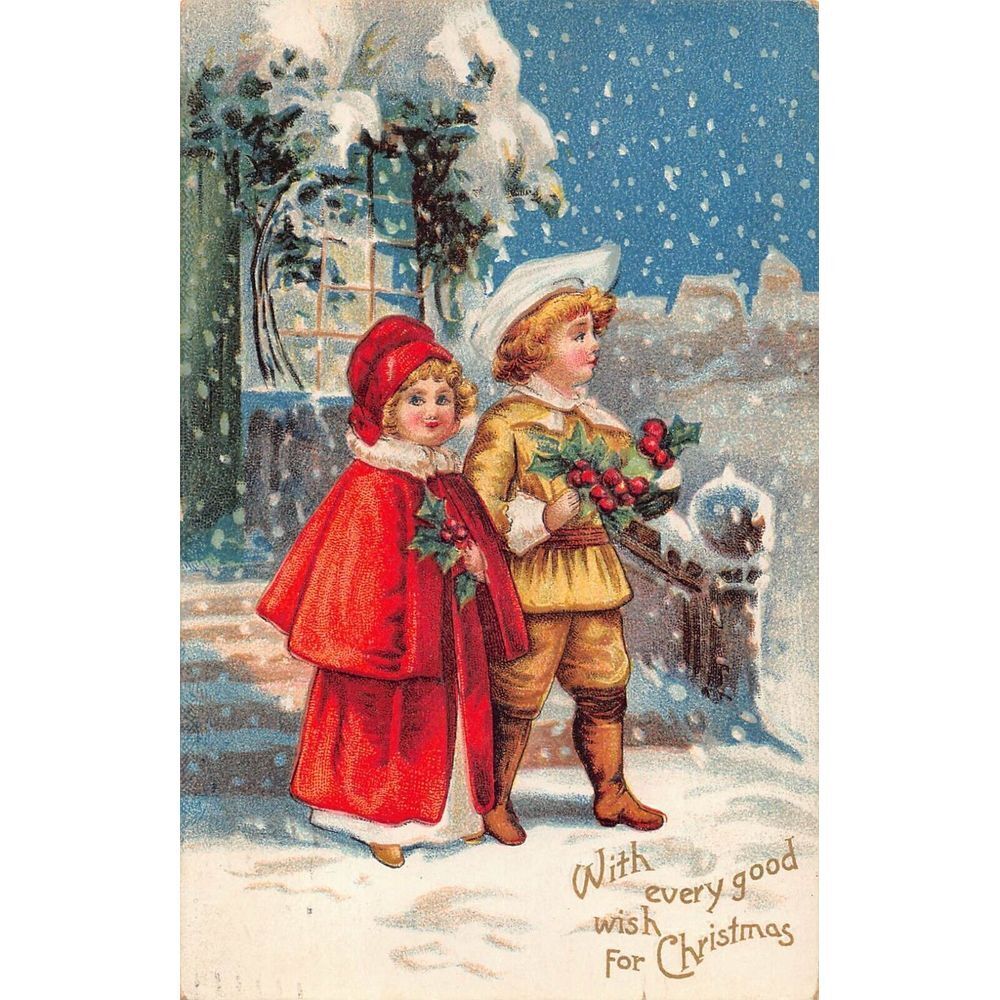 Christmas Postcard Post Card Vintage Embossed Antique 1909 & 1910 - Lot Of 3